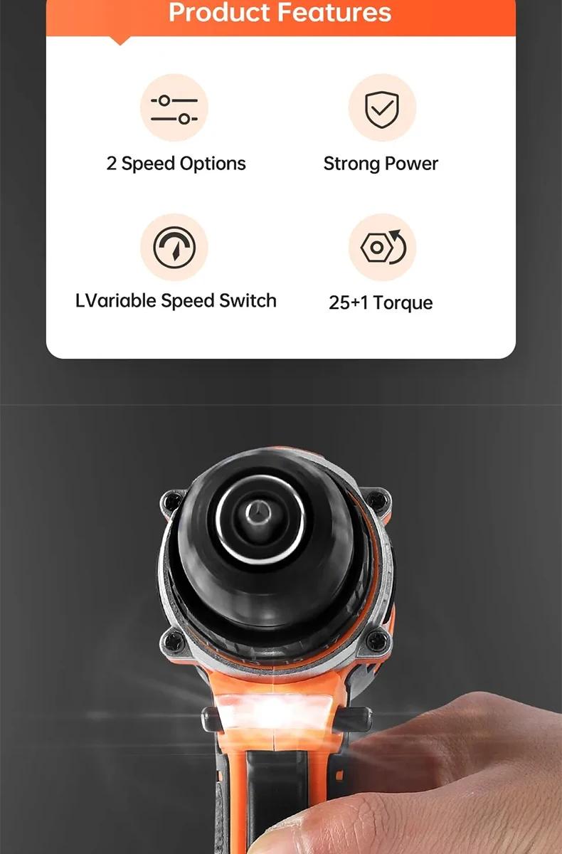 LYUWO Cordless Drill 40N Electric Screwdriver With Screwdriver Head, Two Wireless Power Drive Battery Tools | Fugo Best