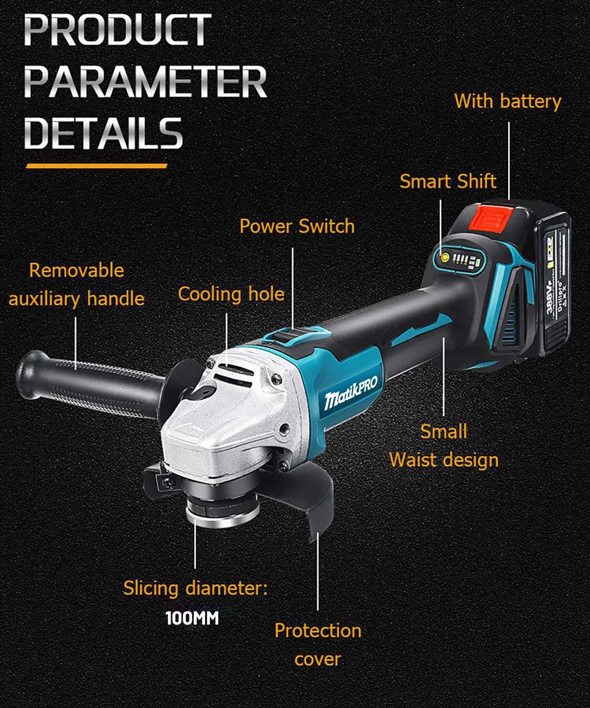 Electric Brushless Angle Grinder Polishing Cutting Machine Cordless Angle Grinder Tool For Makita 18V Battery | Fugo Best