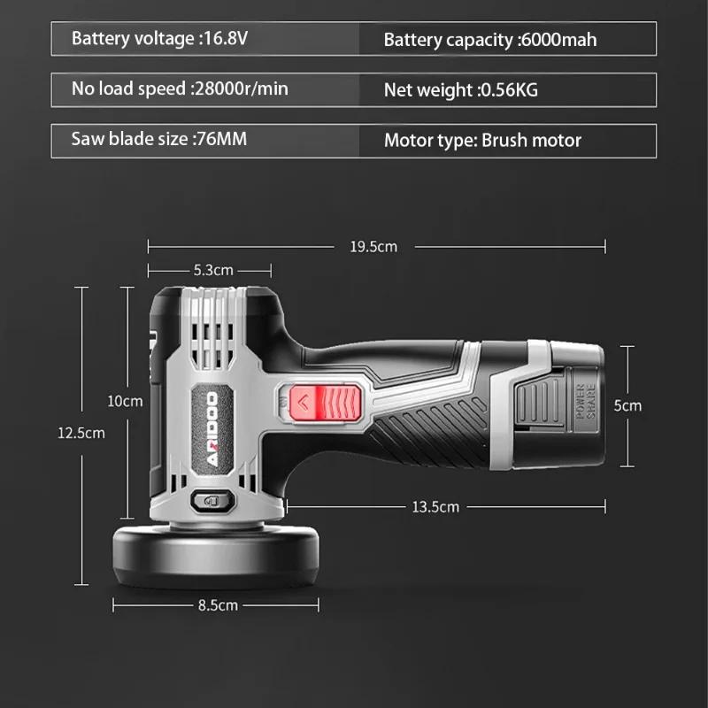 16.8V Mini Angle Grinder Portable Lithium Battery Large Capacity Polishing Grinding Cutting Machine for Household Power Tool | Fugo Best