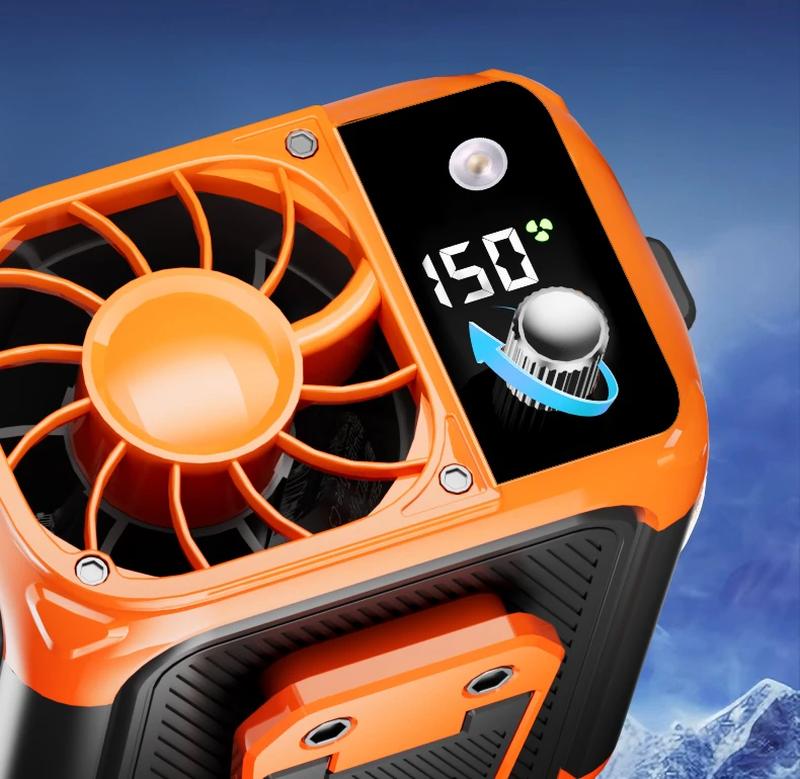 Mini high-speed waist fan, bladeless USB hanging neck fan, outdoor multifunctional mobile power lighting digital display fan | Fugo Best