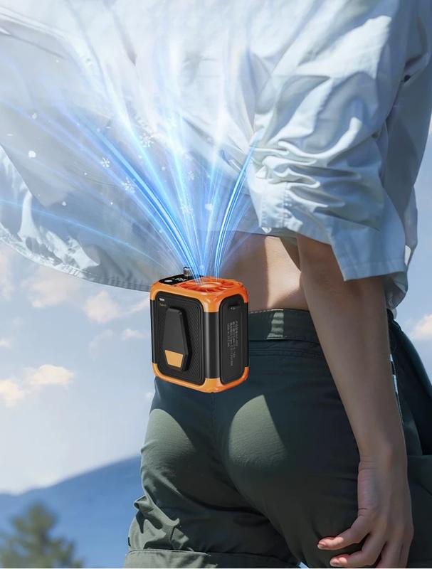 Mini high-speed waist fan, bladeless USB hanging neck fan, outdoor multifunctional mobile power lighting digital display fan | Fugo Best