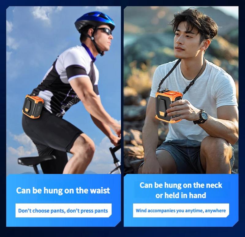Mini high-speed waist fan, bladeless USB hanging neck fan, outdoor multifunctional mobile power lighting digital display fan | Fugo Best