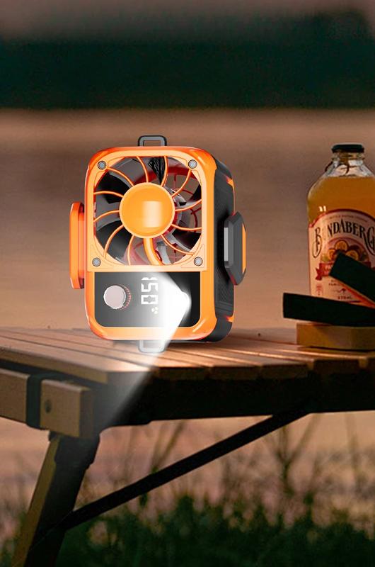 Mini high-speed waist fan, bladeless USB hanging neck fan, outdoor multifunctional mobile power lighting digital display fan | Fugo Best