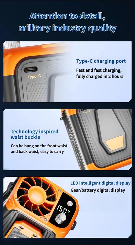 Mini high-speed waist fan, bladeless USB hanging neck fan, outdoor multifunctional mobile power lighting digital display fan | Fugo Best