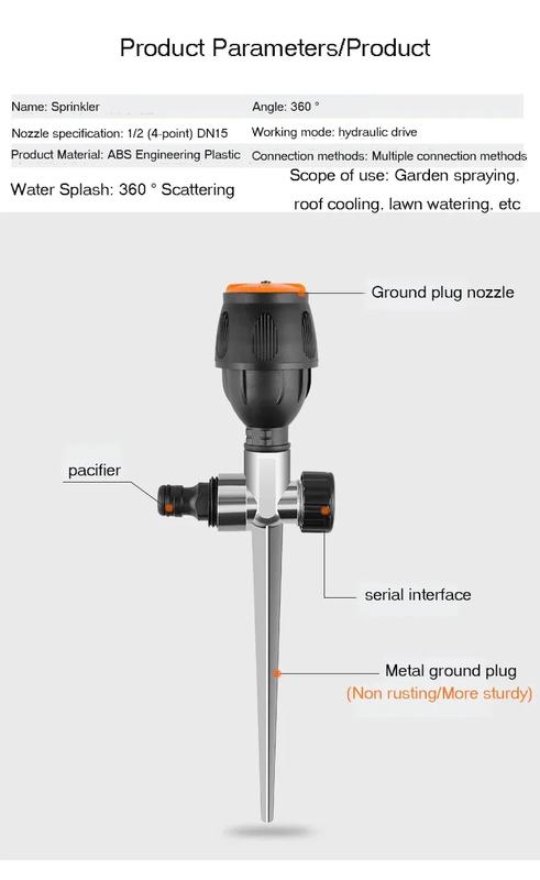 McGonagall nozzle 360 degree rotating automatic sprinkler for garden, lawn, landscaping, agricultural irrigation, and spraying | Fugo Best