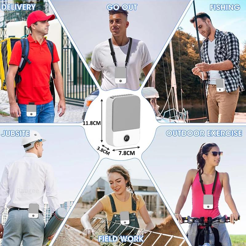 Waist Fan Portable Outdoor Mini Hanging Neck Fan 3 Gear Strong Wind Bladeless Waist Neck Fan Air Cooler USB Fan 2000Mah | Fugo Best