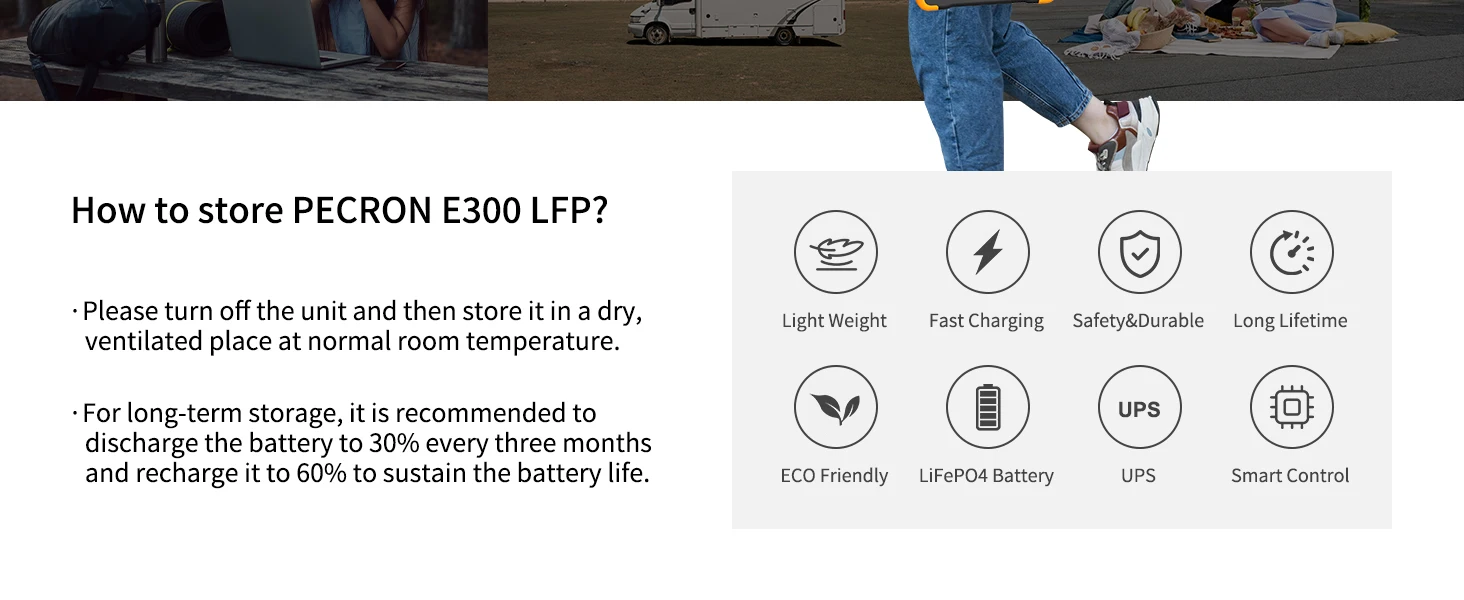 Pecron E300LFP Portable Power Station 600W 288Wh LiFePO4 Battery Solar Generator Power Bank Fast Charging for Home , RV, Camping | Fugo Best