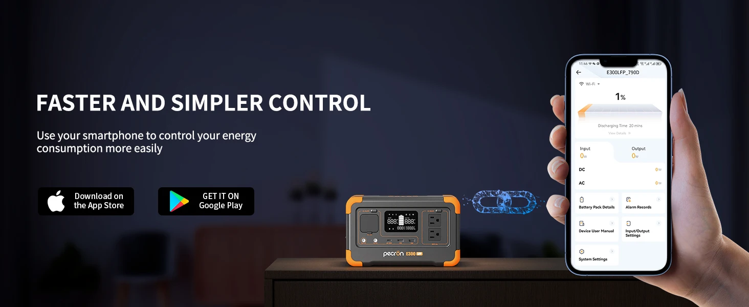 Pecron E300LFP Portable Power Station 600W 288Wh LiFePO4 Battery Solar Generator Power Bank Fast Charging for Home , RV, Camping | Fugo Best