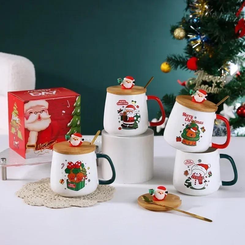 Christmas Tree Mug Box Ceramic Mug Christmas Gift Ceramic Mug with Lid with Spoon Set Coffee Cup Porcelain Christmas Tableware | Fugo Best