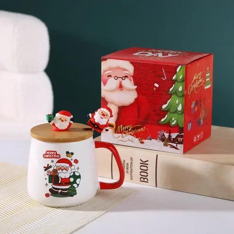 Christmas Tree Mug Box Ceramic Mug Christmas Gift Ceramic Mug with Lid with Spoon Set Coffee Cup Porcelain Christmas Tableware | Fugo Best