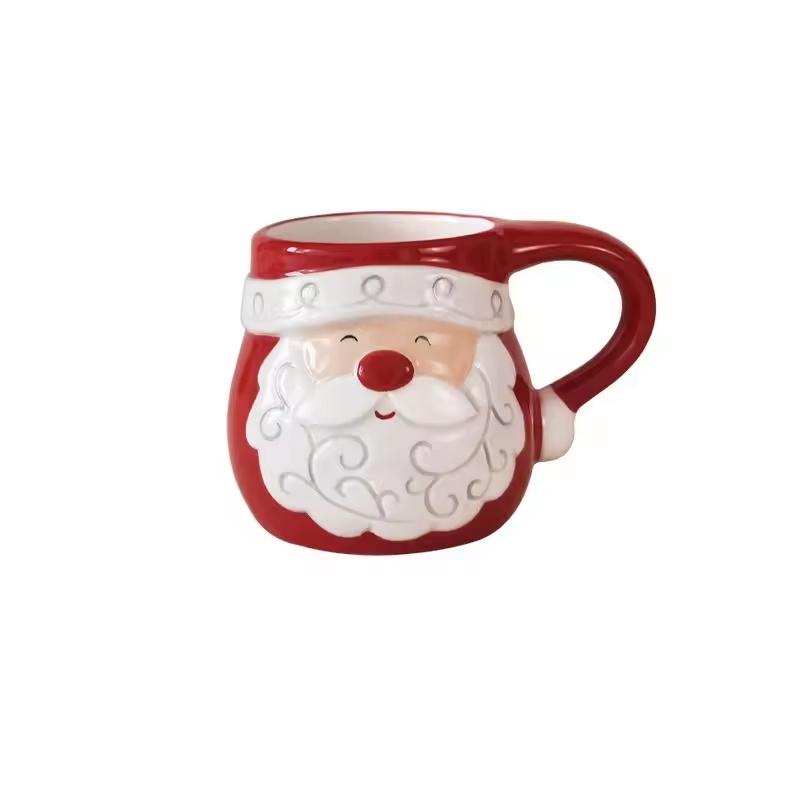 Christmas Creative Ceramic Mug Santa Claus Elk Embossed Coffee Cup Breakfast oatmeal Milk cups Home Water Cup Christmas Gift | Fugo Best