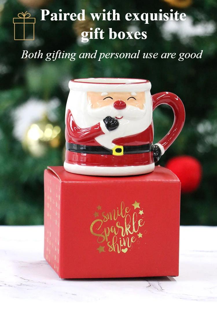 Latest popular Santa Claus cup ceramic cup gift box with cartoon 3D hand drawn gift creative mug Christmas holiday gift | Fugo Best