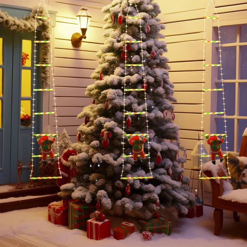 LED Christmas Decorations Fairy lamp LED Ladder Lamp with Climbing Santa Claus Home Outdoor Christmas Light New Year Ornaments s | Fugo Best