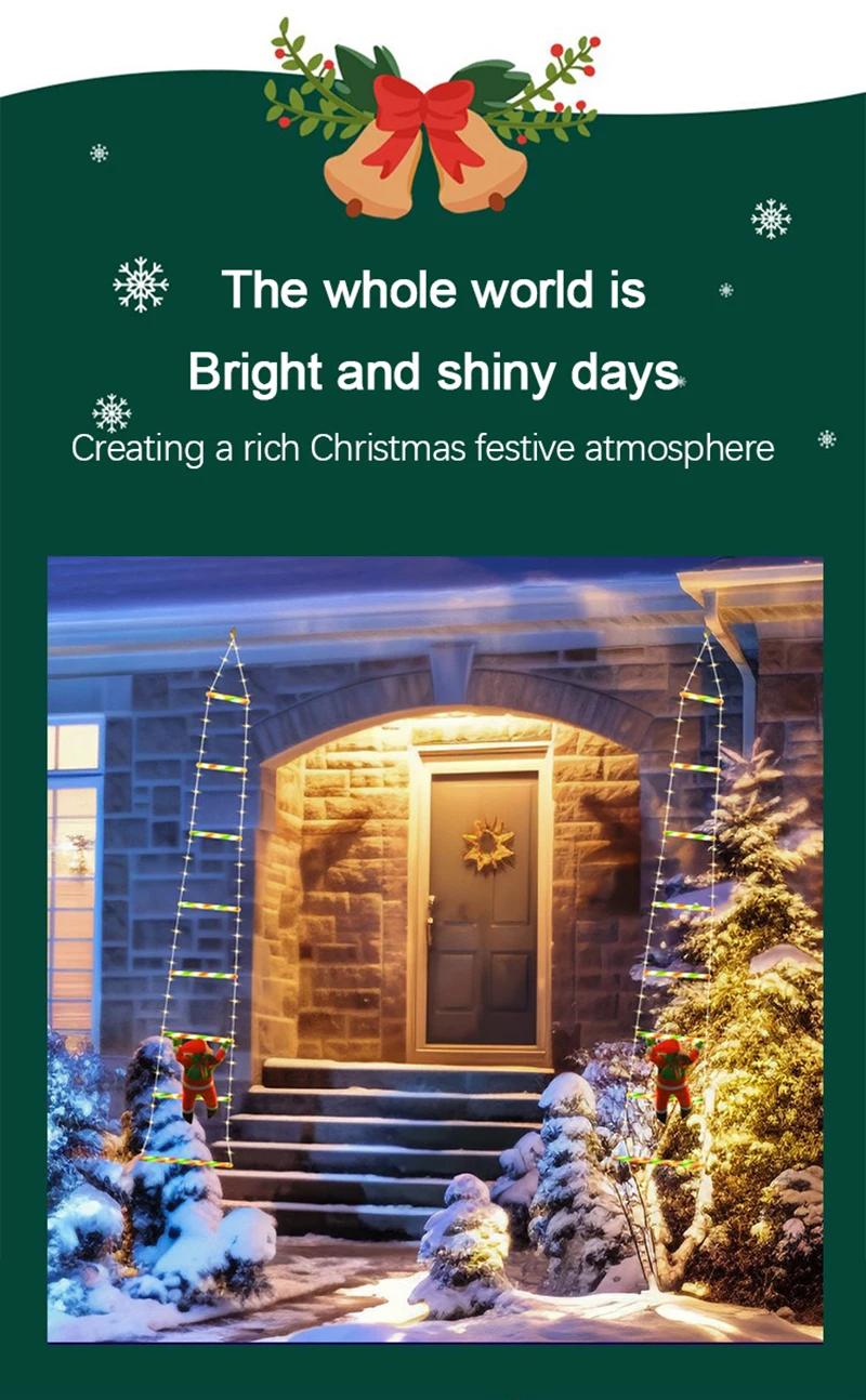 LED Christmas Decorations Fairy lamp LED Ladder Lamp with Climbing Santa Claus Home Outdoor Christmas Light New Year Ornaments s | Fugo Best