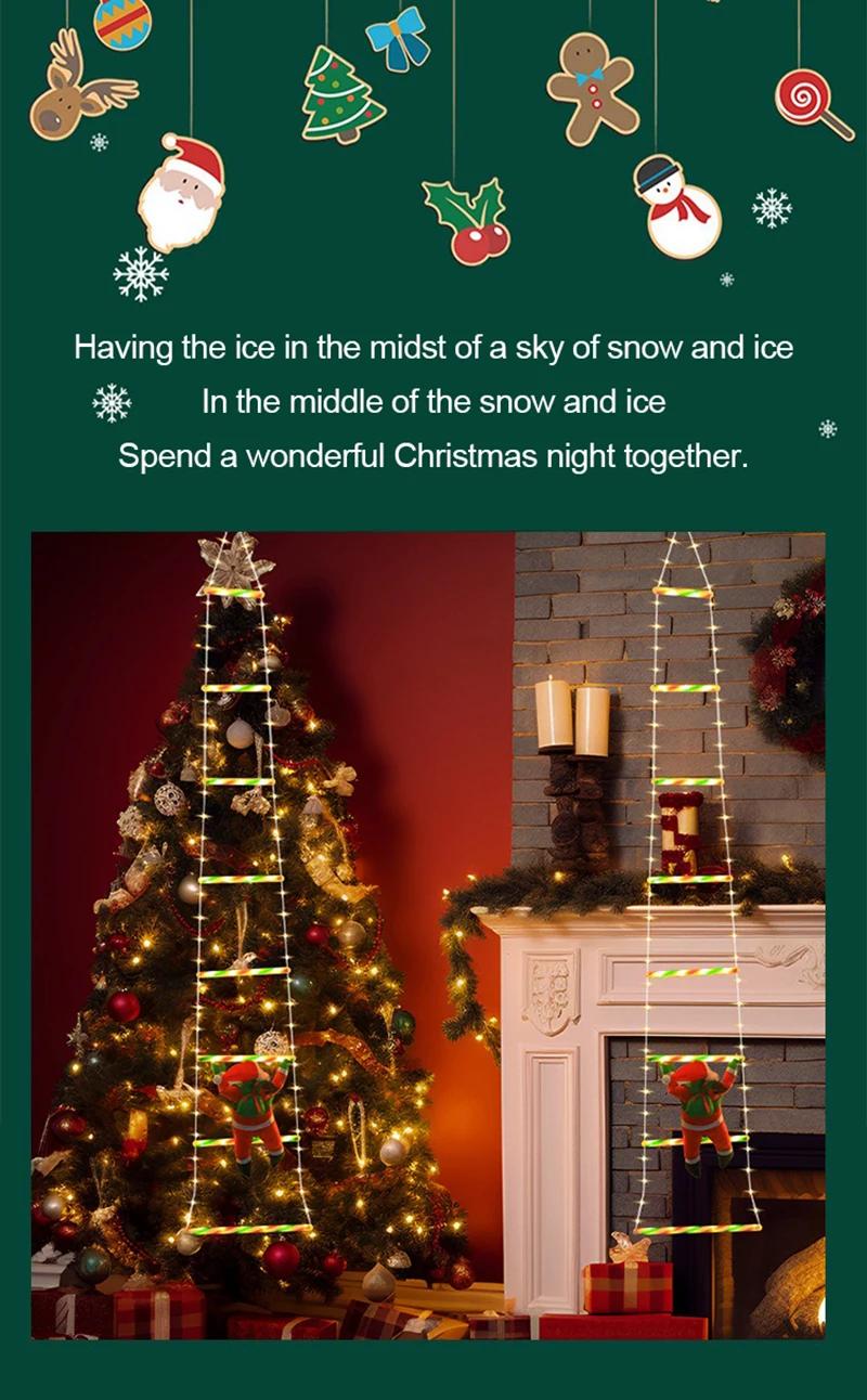 LED Christmas Decorations Fairy lamp LED Ladder Lamp with Climbing Santa Claus Home Outdoor Christmas Light New Year Ornaments s | Fugo Best