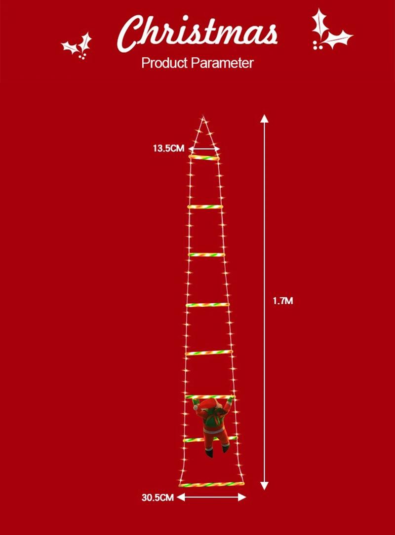 LED Christmas Decorations Fairy lamp LED Ladder Lamp with Climbing Santa Claus Home Outdoor Christmas Light New Year Ornaments s | Fugo Best