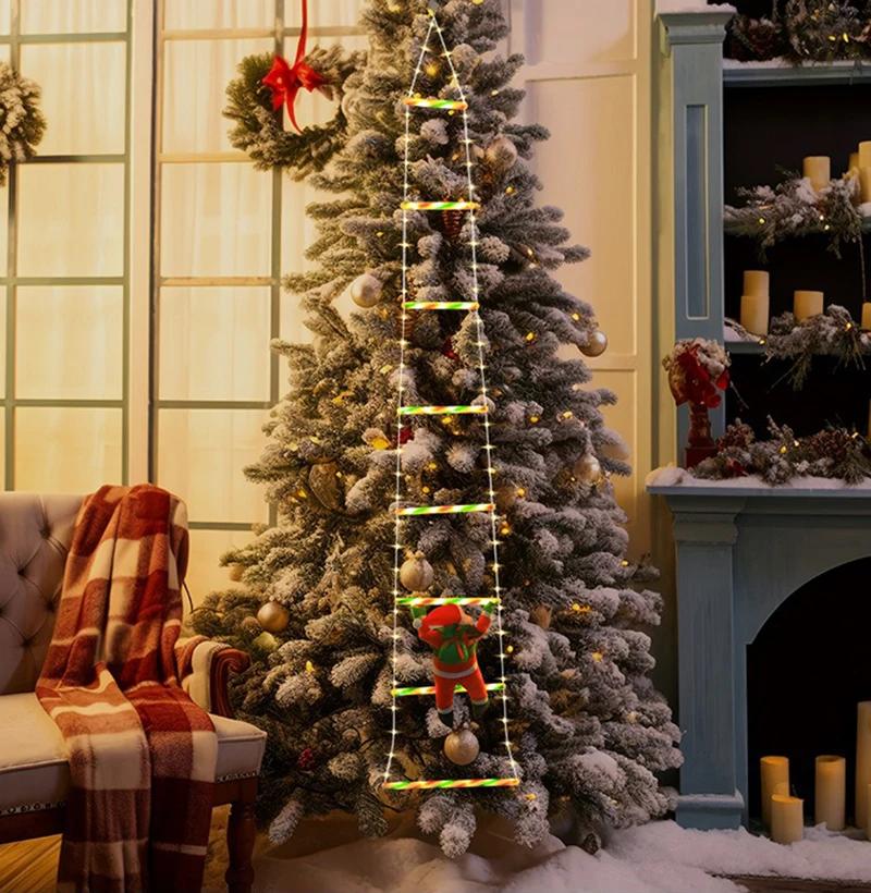 LED Christmas Decorations Fairy lamp LED Ladder Lamp with Climbing Santa Claus Home Outdoor Christmas Light New Year Ornaments s | Fugo Best