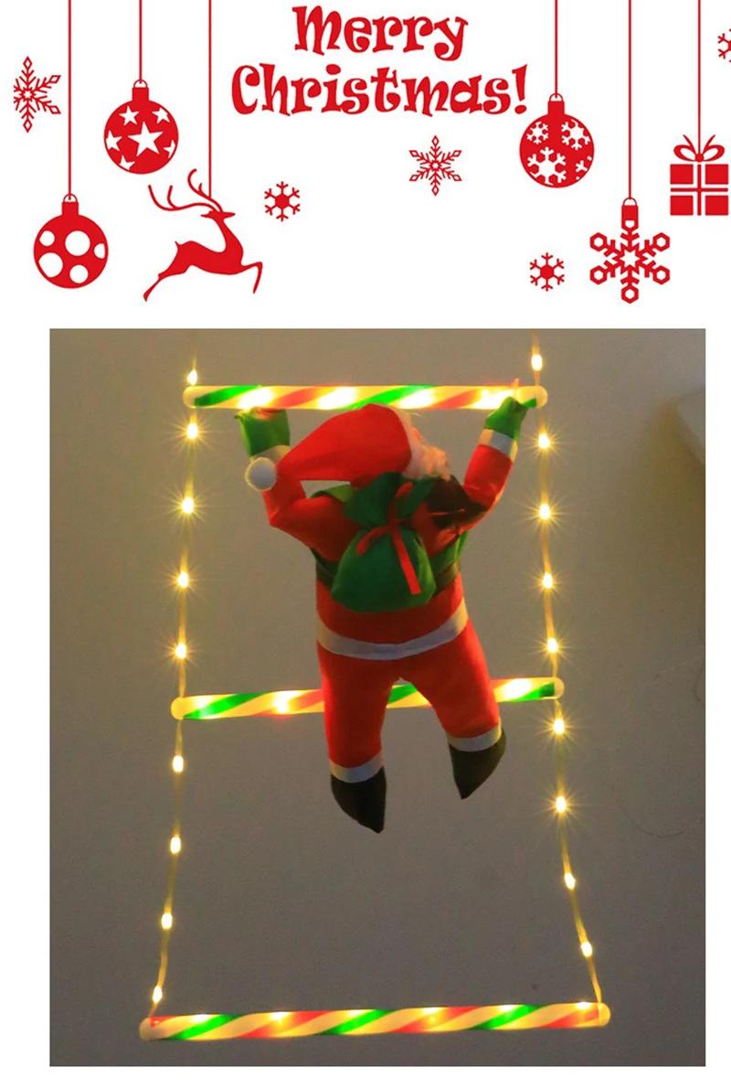 LED Christmas Decorations Fairy lamp LED Ladder Lamp with Climbing Santa Claus Home Outdoor Christmas Light New Year Ornaments s | Fugo Best