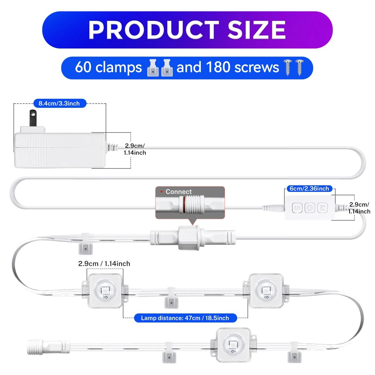 Permanent Outdoor Lights, Smart RGB Northern Lights , 100ft with 60 LED Eaves Lights IP68 Waterproof for Christmas Party Holiday | Fugo Best