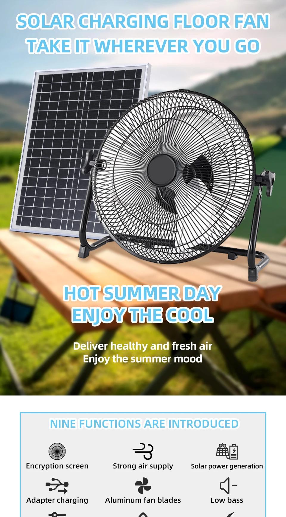 Battery Operated Solar Fan, Home or Outdoor Dual-use Portable Fan, Battery Can Running 6-12 Hours, with USB Output For Phone | Fugo Best