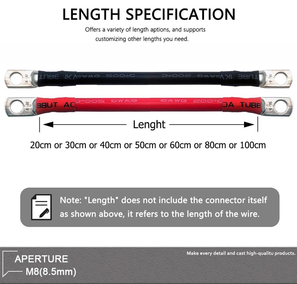 Soft Car Battery Cable Silicone wire With Lug M6 M8 M10 Ring Terminal cable Black Red 1 2 4 5 6 7 8 9 10 AWG Electrical wiring | Fugo Best