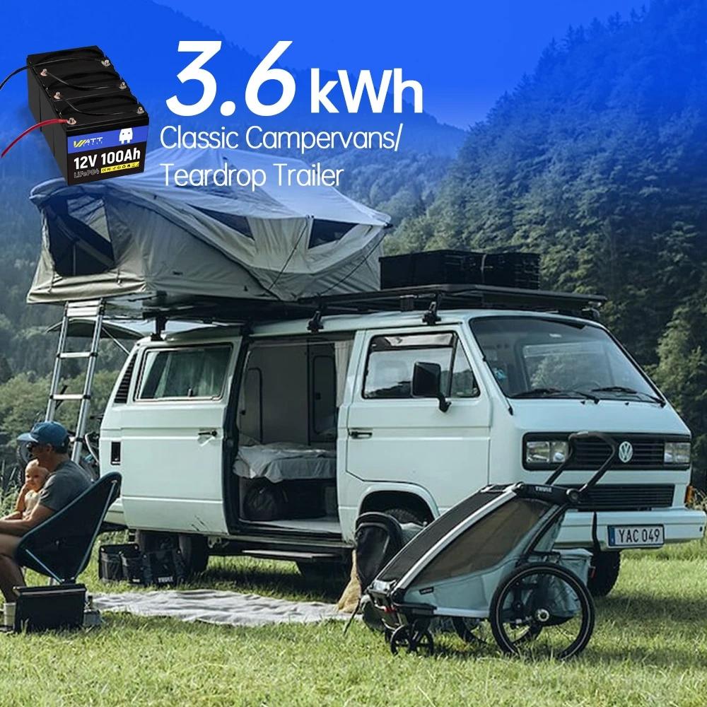  Wattcycle LiFePO4 Battery 12V 100Ah Group 24 Built-in 100A BMS Rechargeable Lithium Iron Phosphate Battery Packs For RV, etc | Fugo Best