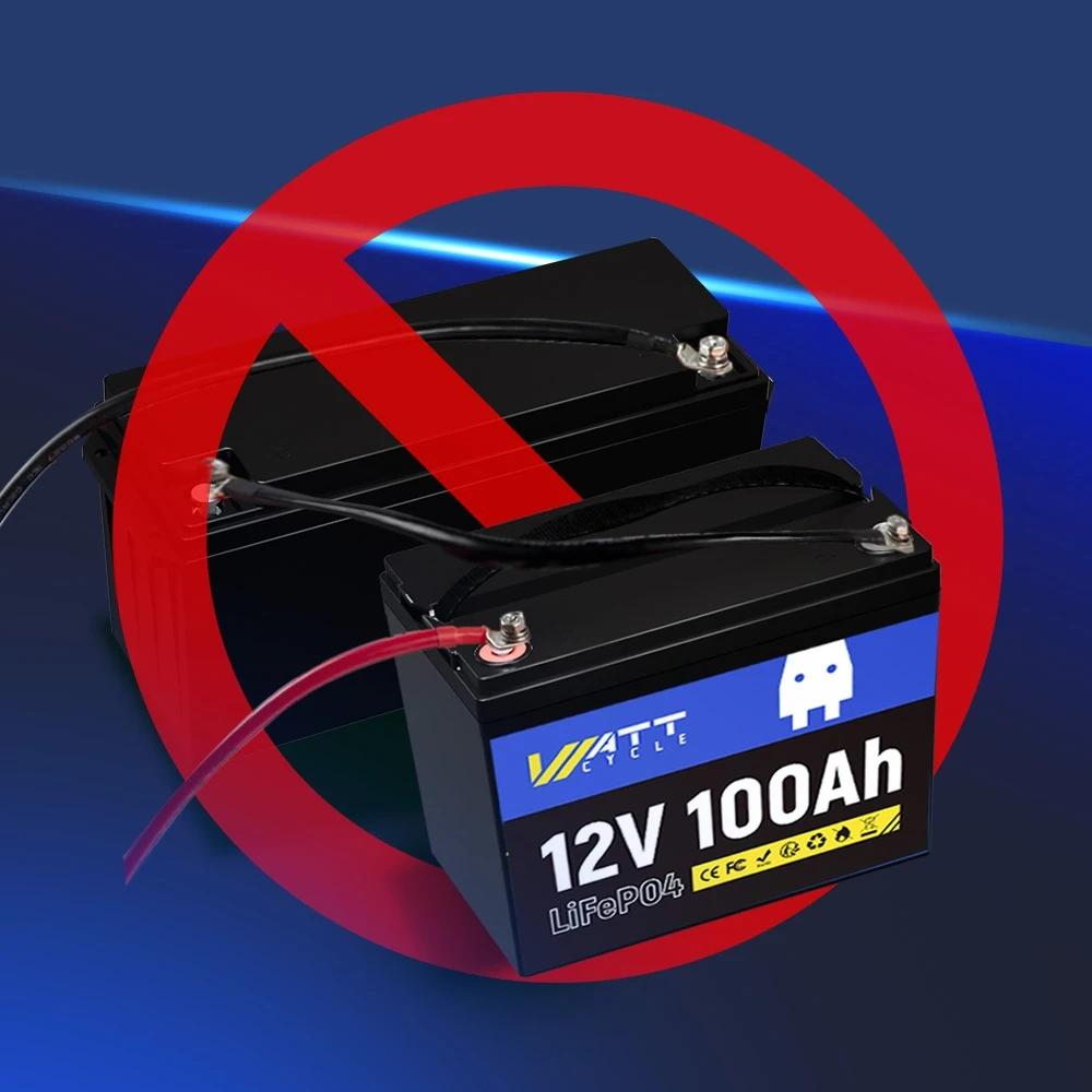  Wattcycle LiFePO4 Battery 12V 100Ah Group 24 Built-in 100A BMS Rechargeable Lithium Iron Phosphate Battery Packs For RV, etc | Fugo Best