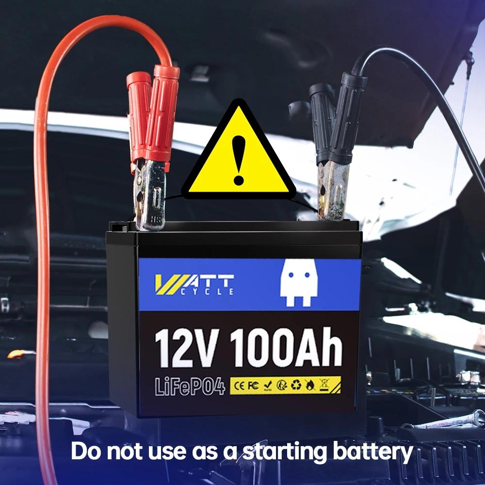  Wattcycle LiFePO4 Battery 12V 100Ah Group 24 Built-in 100A BMS Rechargeable Lithium Iron Phosphate Battery Packs For RV, etc | Fugo Best