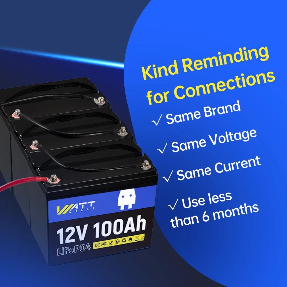  Wattcycle LiFePO4 Battery 12V 100Ah Group 24 Built-in 100A BMS Rechargeable Lithium Iron Phosphate Battery Packs For RV, etc | Fugo Best