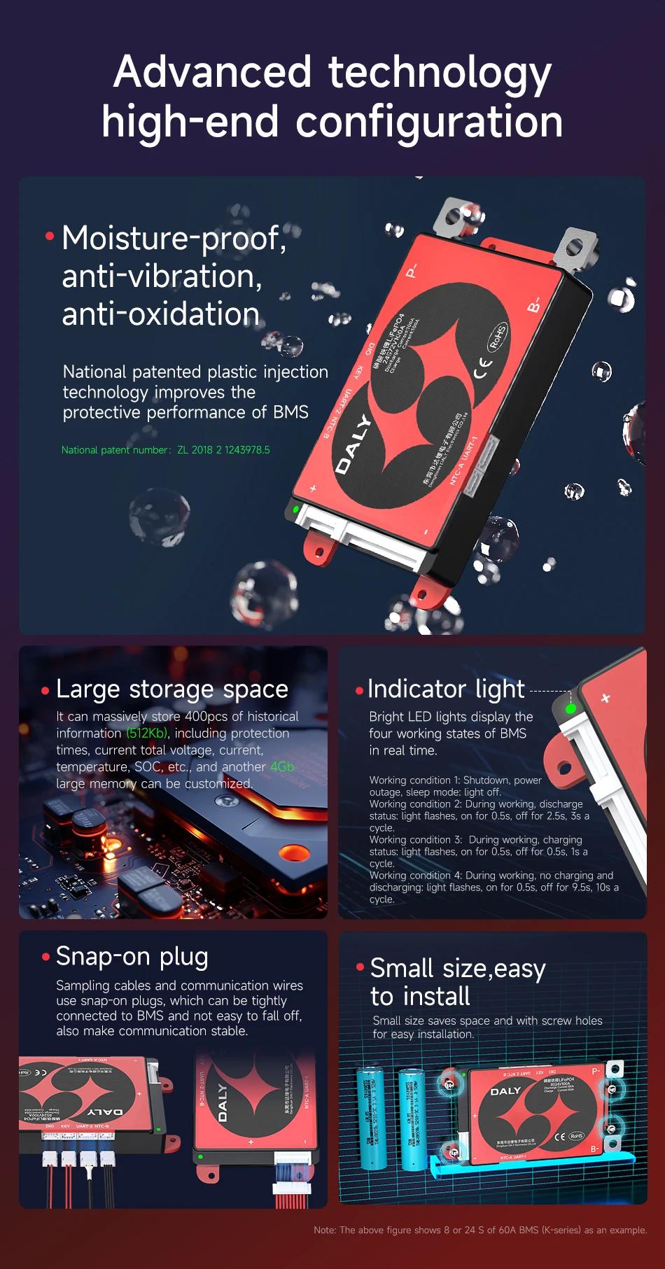  Daly BMS Smart BMS LiFePo4 4S 12V BMS 8S 24S 72V 48V 16S 40A 60A 100A 150A 200A 250A 300A 3.7V Li-Ion BMS 7S 13S 14S 3.2V BMS | Fugo Best