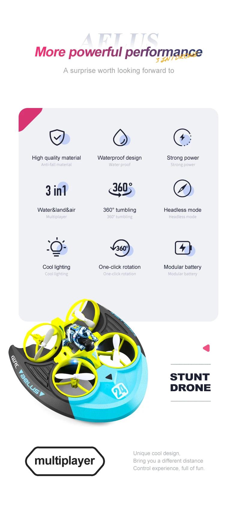 4DRC Mini RC Drone Altitude Hold Headless Mode 3 in 1 Sea Land Air Flight 2.4G Remote Control Quadcopter Boat RC Helicopter Toys | Fugo Best