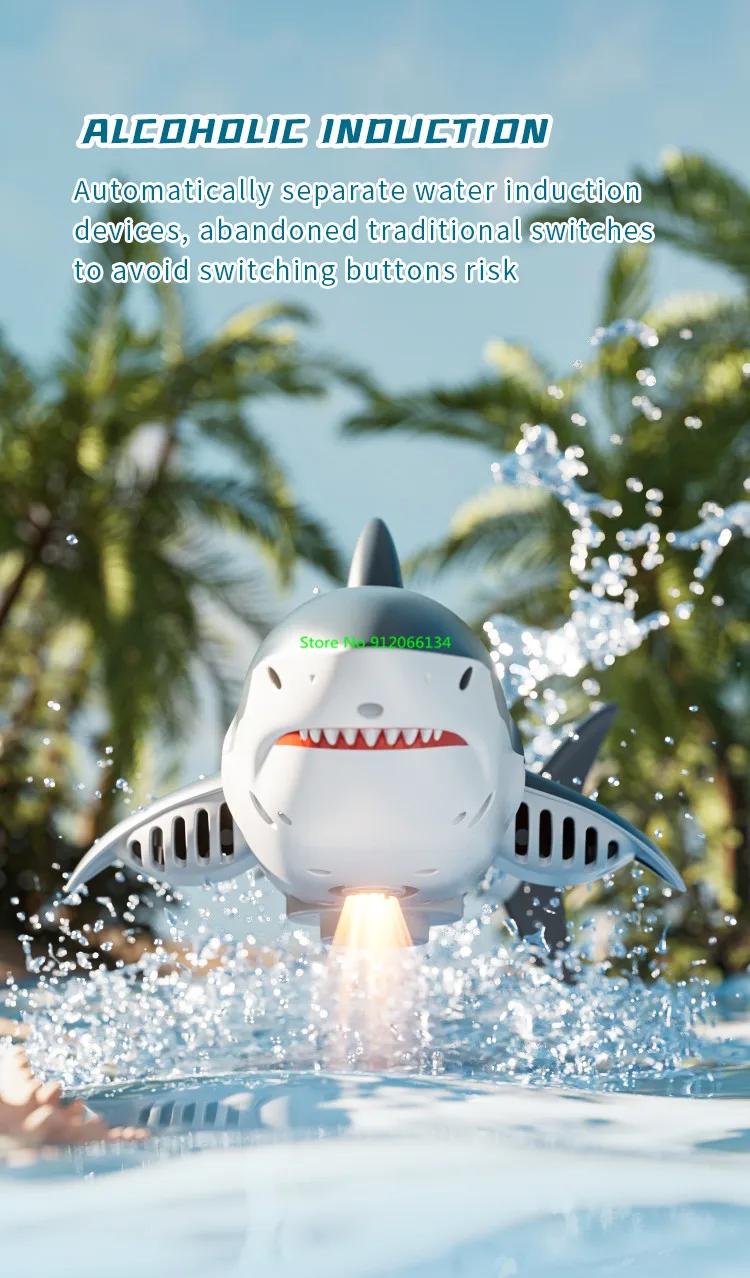 Simulated Waterproof HD Camera WIFI FPV RC Shark Boat 2.4G LED Lighting Swing Off Water Sensing Remote Control Boat Shark Animal | Fugo Best