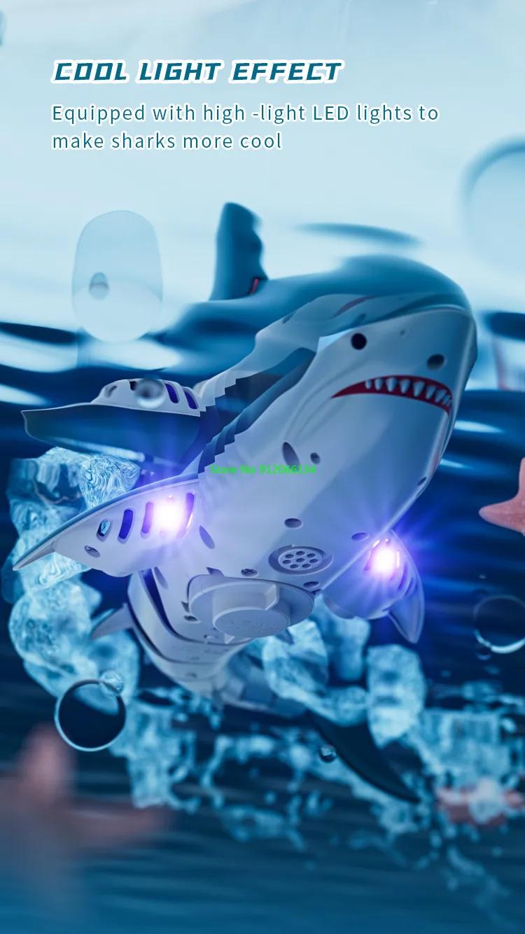 Simulated Waterproof HD Camera WIFI FPV RC Shark Boat 2.4G LED Lighting Swing Off Water Sensing Remote Control Boat Shark Animal | Fugo Best