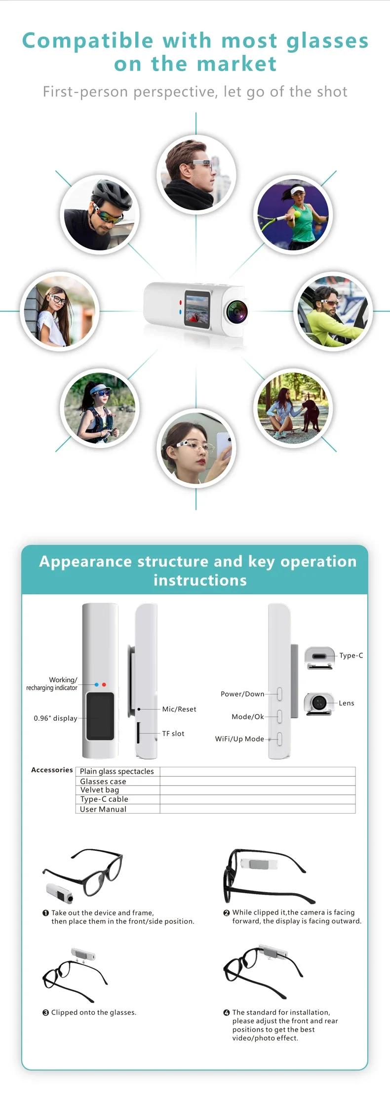 2026 FPV Eyeglasses 4K Video Shooting Micro-camera HD WiFi Intelligent Headset Glasses Video&Sound Recording WiFi APP | Fugo Best