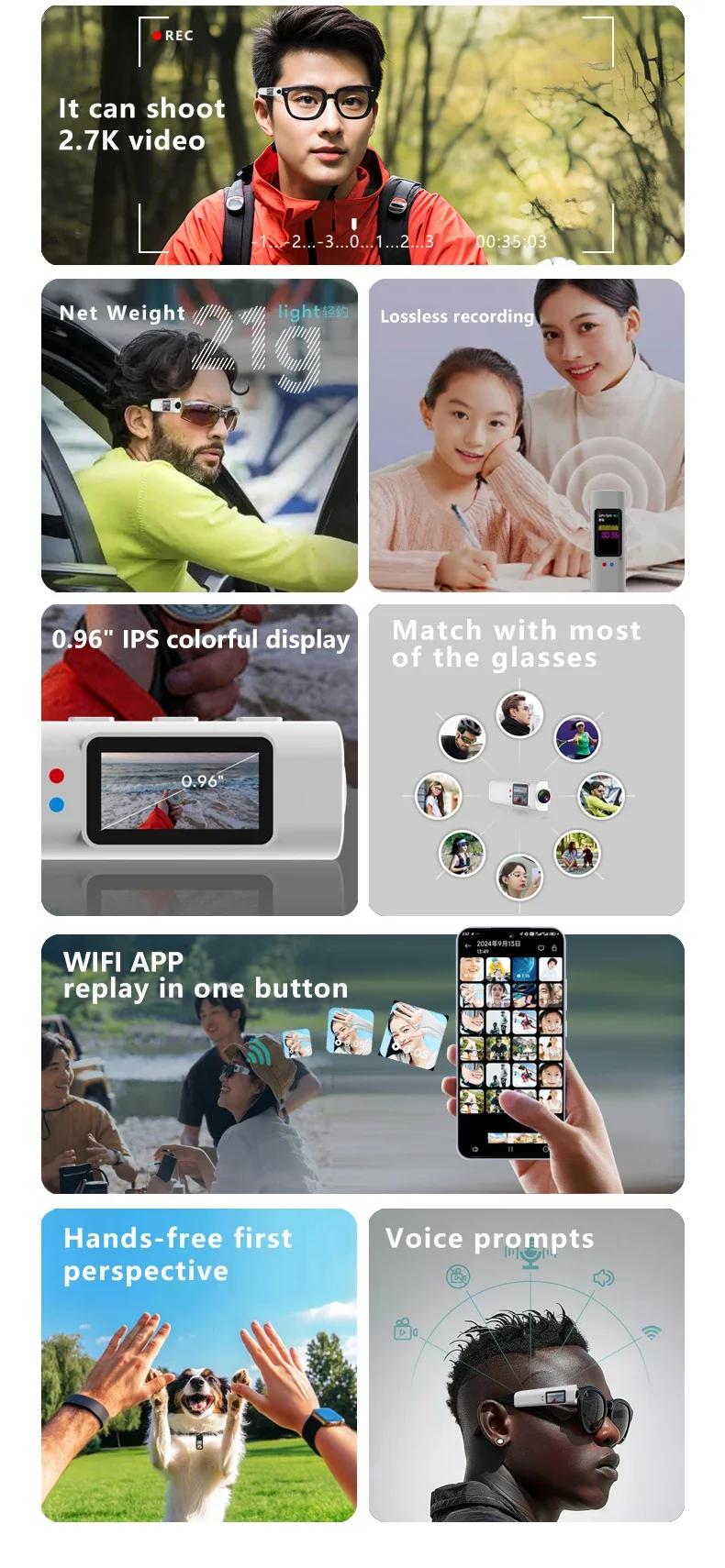 2026 FPV Eyeglasses 4K Video Shooting Micro-camera HD WiFi Intelligent Headset Glasses Video&Sound Recording WiFi APP | Fugo Best