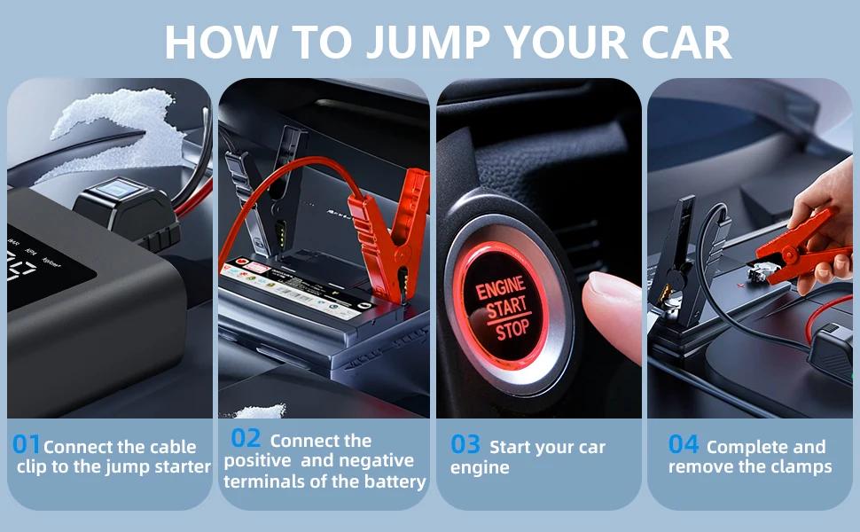 1500A Jump Starter Q9L with Air Compressor 150PSI Digital Tire Inflator Car Charger Booster Starting(9.0 Gas/6.5L Diesel) | Fugo Best