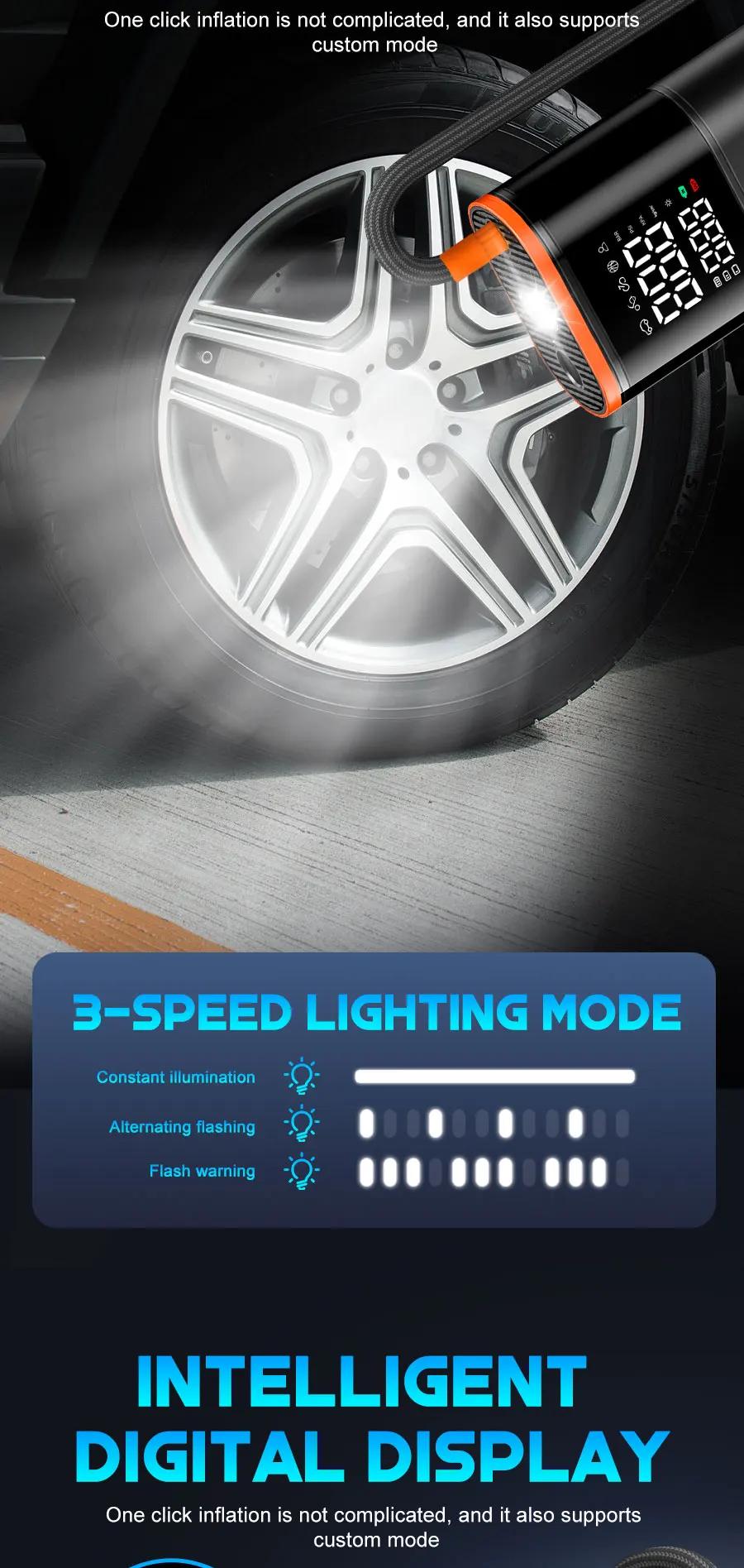 Digital Display Portable Tire Inzzator, USB Rechargeable Air Compressor for Car Bike Motorcycle Tires, Balls, Inflatable Toys | Fugo Best