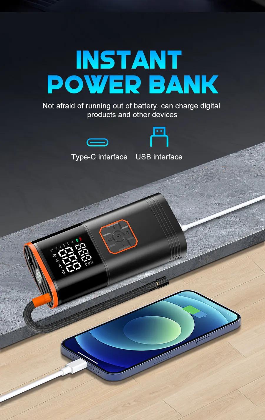 Digital Display Portable Tire Inzzator, USB Rechargeable Air Compressor for Car Bike Motorcycle Tires, Balls, Inflatable Toys | Fugo Best