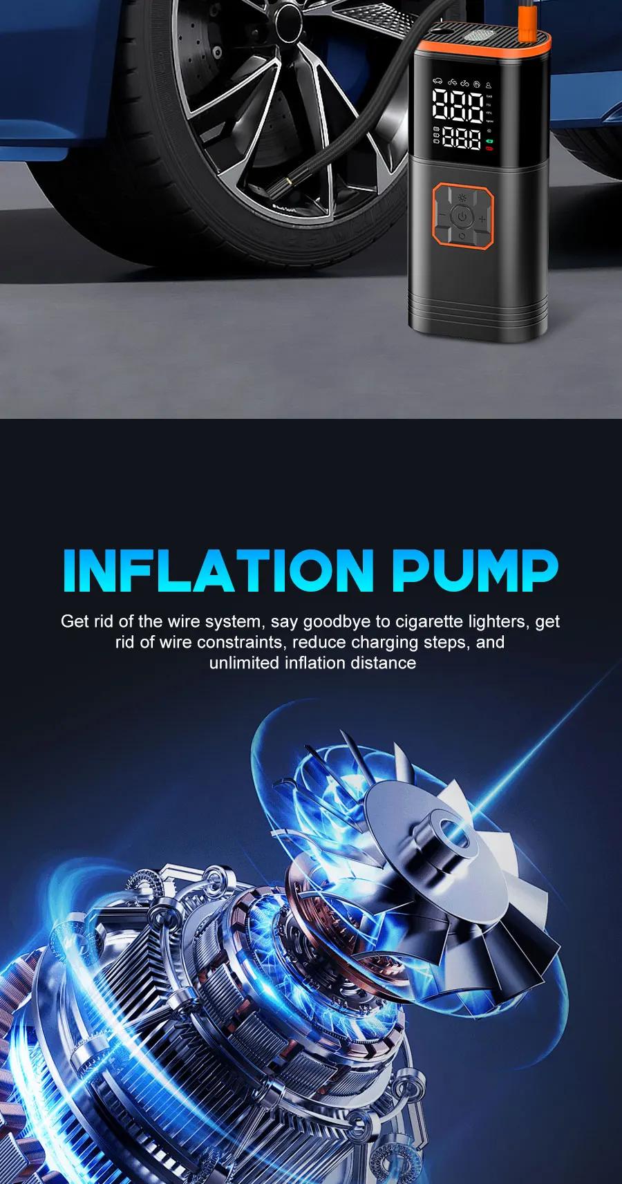 Digital Display Portable Tire Inzzator, USB Rechargeable Air Compressor for Car Bike Motorcycle Tires, Balls, Inflatable Toys | Fugo Best