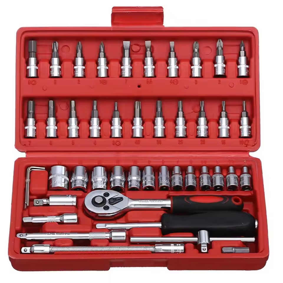 46pcs Socket Set Car Repair Tool Ratchet Spanner Wrench Set Pawl Socket Spanner Screwdriver Professional Metalworking Tool Kit | Fugo Best