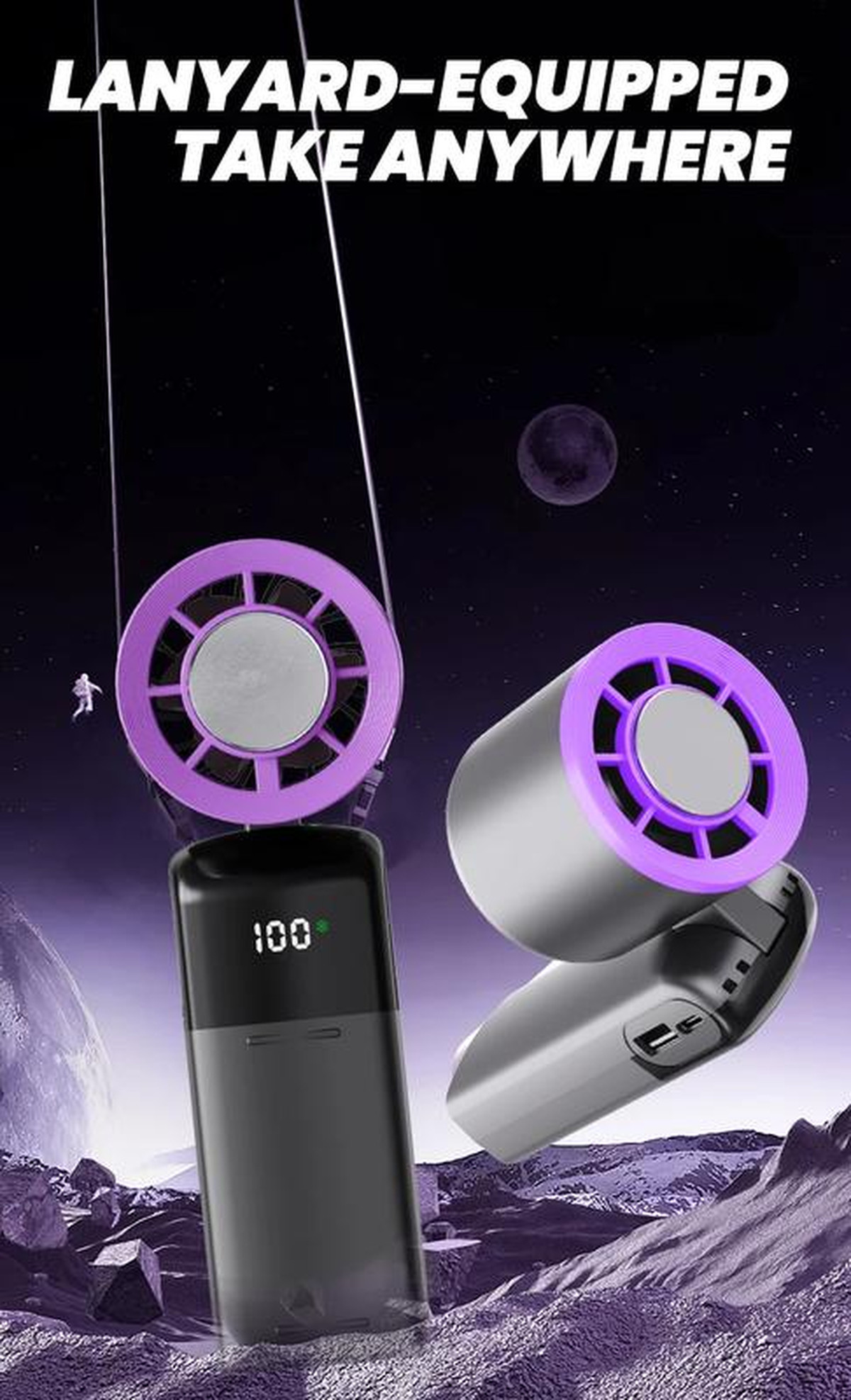  Handheld Mini Ice Compress Turbofan with Lanyard LED Digital Display Quite and High-Speed USB Rechargeable Air Cooling Fans | Fugo Best