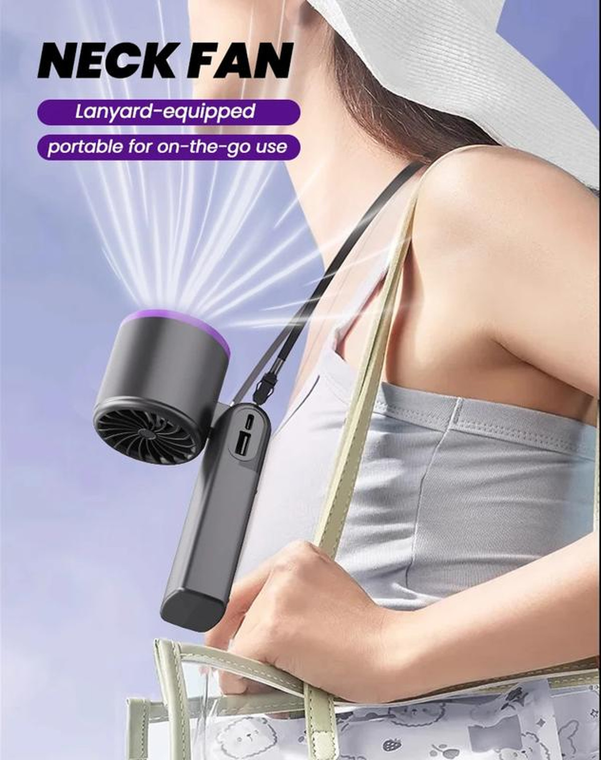  Handheld Mini Ice Compress Turbofan with Lanyard LED Digital Display Quite and High-Speed USB Rechargeable Air Cooling Fans | Fugo Best