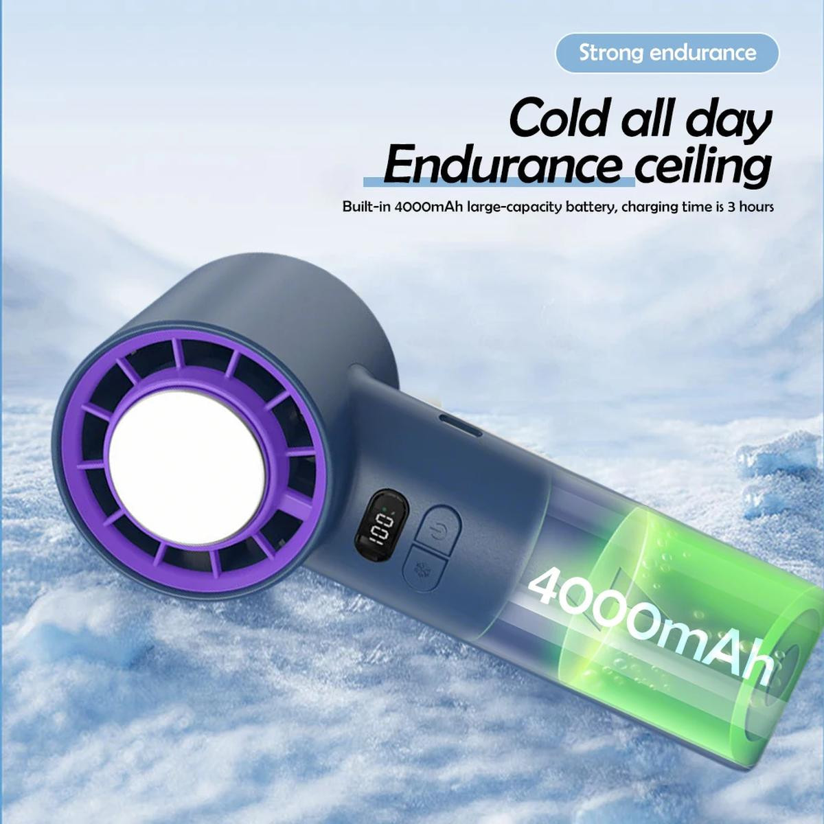  Handheld Mini Ice Compress Turbofan with Lanyard LED Digital Display Quite and High-Speed USB Rechargeable Air Cooling Fans | Fugo Best