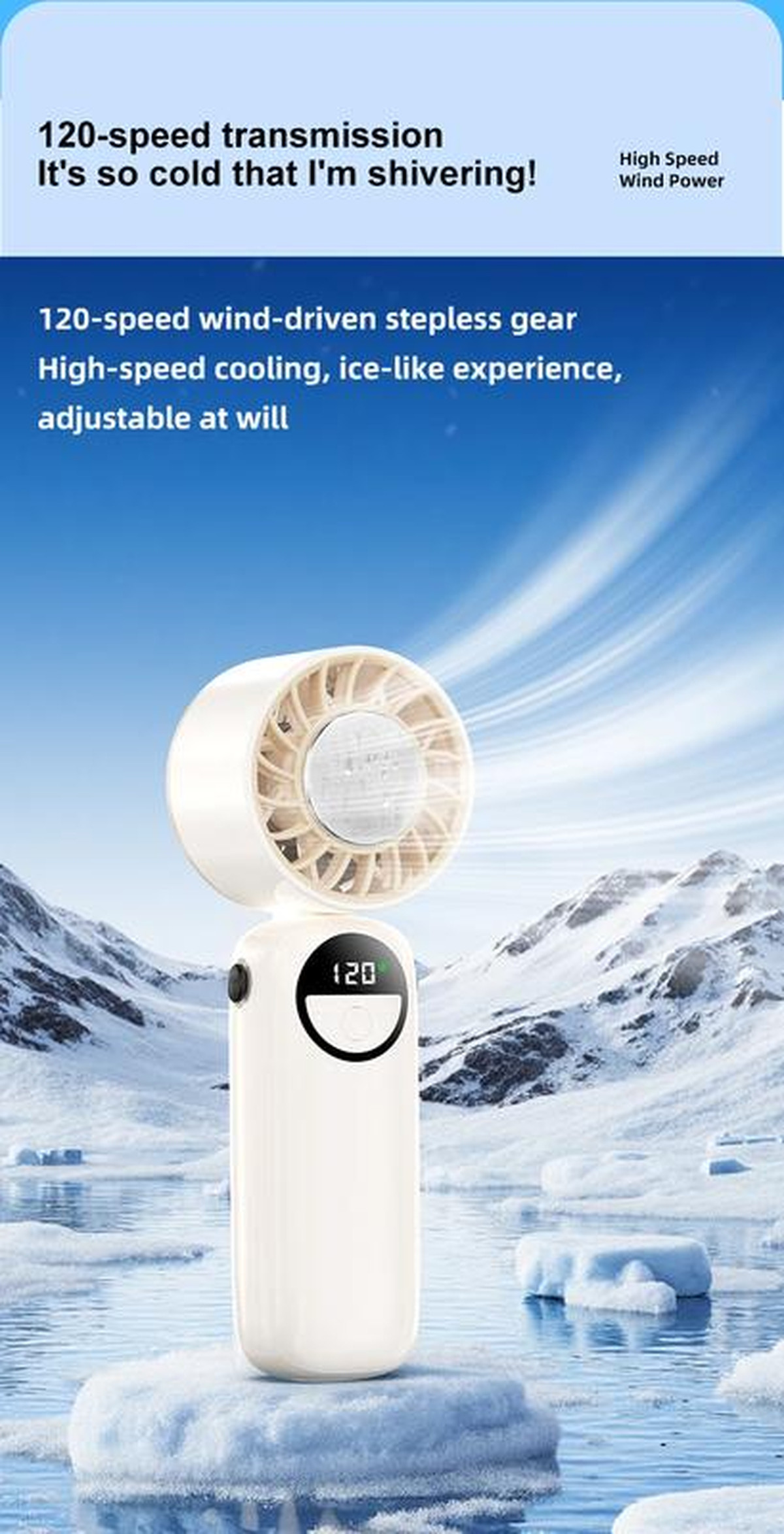  New Handheld Portable Cooling Fan 120 Speeds Adjustable Refrigeration Quite Mini Turbo Fan Type-C High Speed Cold Compress Fan | Fugo Best