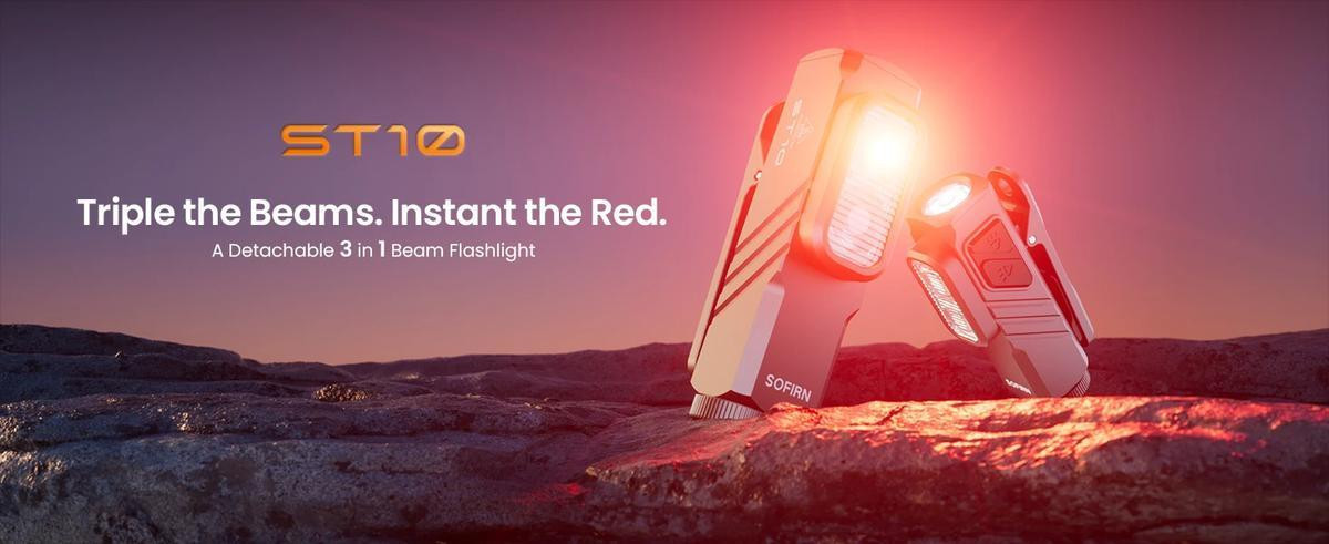  SOFIRN ST10 1000lm Mini Clamp Flashlight 144m 7000K LED Light 14500 USB C Rechargeable White&Red Lamp IPX6 with Magnetic Tailcap | Fugo Best