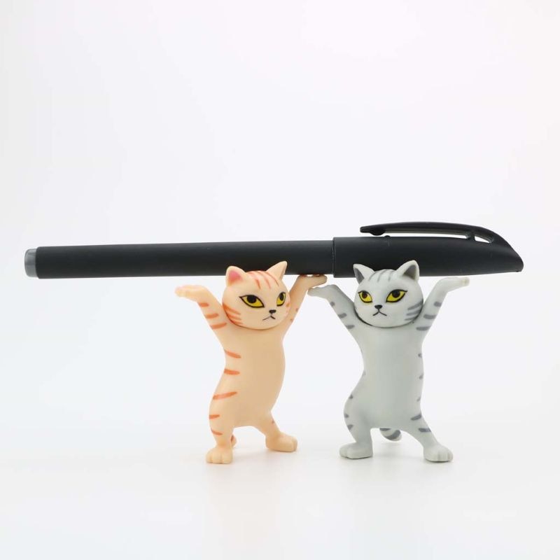Cat pen holder black cat without coffin bracket Kids Funny Cat Pen Holder Kids Adult Doll Toy Gift Weightlifting Cat Pen holders | Fugo Best