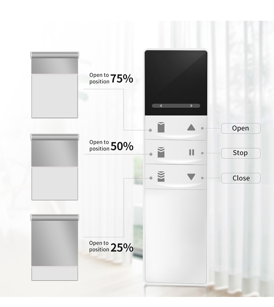 Smart Roller Shade MotorRF Remote Control for 37mm 38mm Tube Motorized Electric Shutter Engine Broadlink | Fugo Best