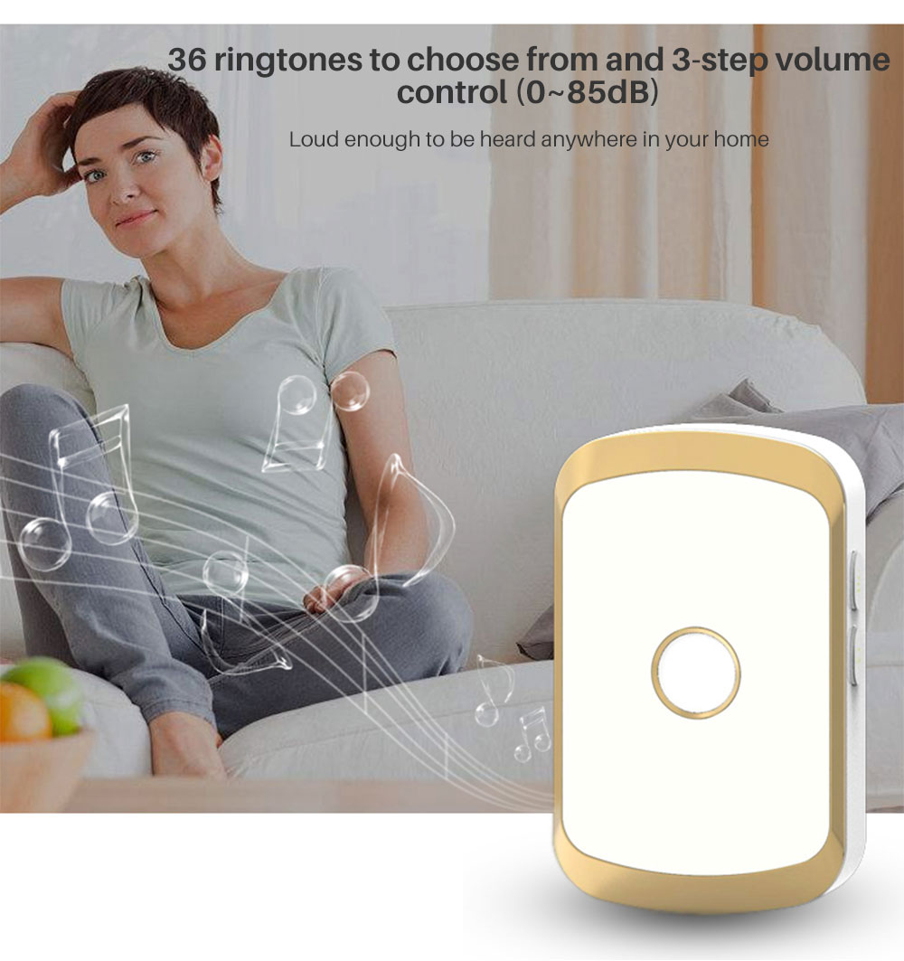 Wireless Doorbell 36 Chimes Door Ring AC 100-240V 300M Range IP44 Waterproof EU UK US Plug Receiver Door Bell | Fugo Best