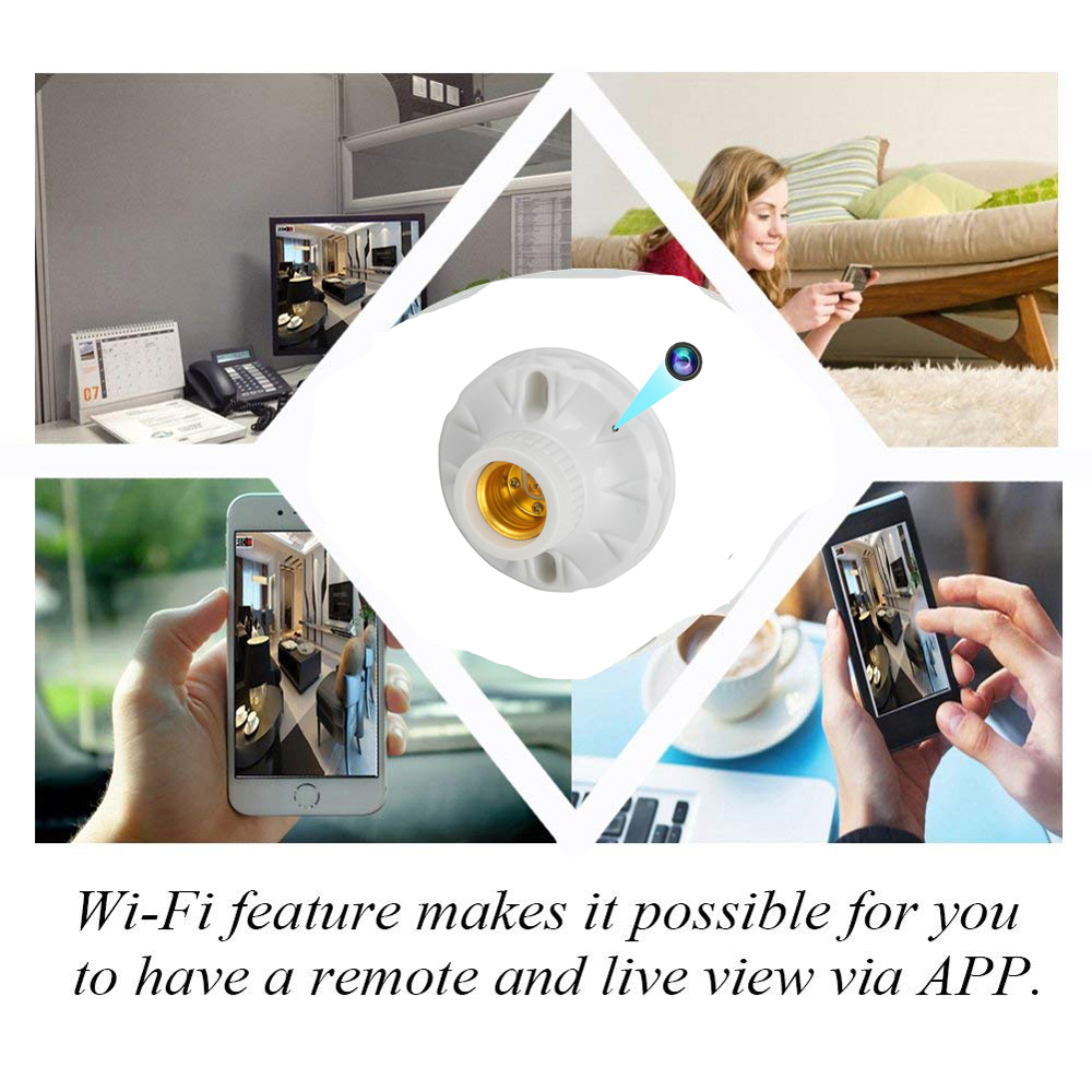 Bulb Socket Base Wireless IP Cam 4K Home Hotel Ceiling E27 Lamp Holder Wifi Mini Camera Remote Monitoring Suport Hidden TF card | Fugo Best