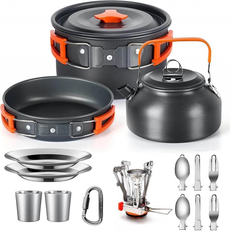 Camping Cooking Set Outdoor Aluminum Lightweight Equipment Camping Cookware Kit For Traveling Trekking Hiking Supplies | Fugo Best
